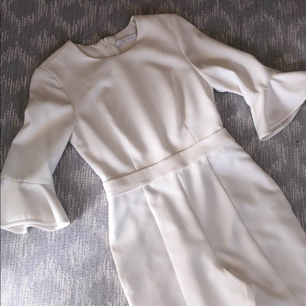 Black Halo Cream Bell-Sleeve Jumpsuit